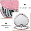 SAFIGLE Heart Shaped Folding Pocket Mirror Double-Sided Portable Handheld Travel Compact Vanity Mirror with Silver Frame and Pink Cover for Makeup on The Go view 3