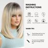 Veltronix Breathable Lightweight Ombre Gray Blonde Bob Real Human Hair Wig with Bangs Short Straight for Daily Wear (Ombre Gray Blonde,14inch) view 3