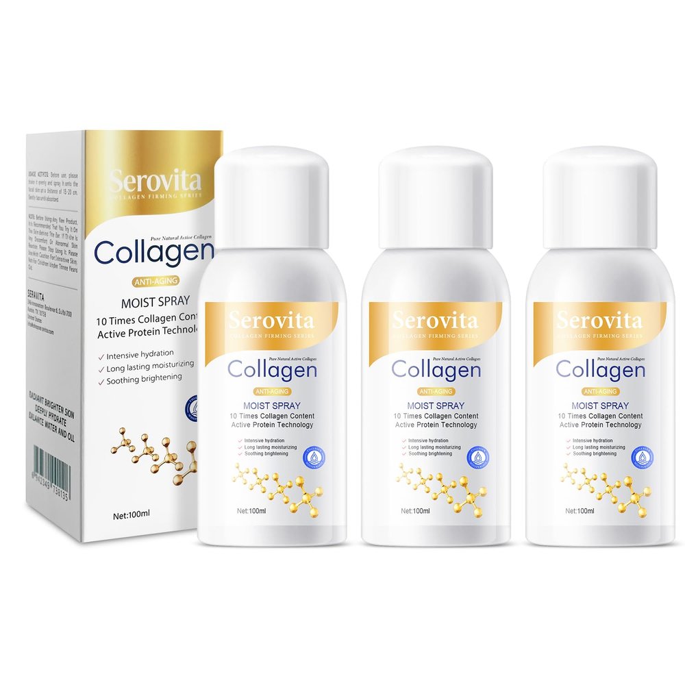 Serovita Firming Collagen Spray, Hydrating Anti-Aging Moisturizer Mist for Face & Body, Fast-Absorbing Non-Greasy, 100ml (Serovita-(3PCS))