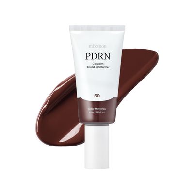 mixsoon PDRN Collagen Tinted Moisturizer - Skincare-Infused Base with Rice PDRN & Peptides, 24H Vibrant Glow & Luminous Hydration, 10 Shades 50ml / 1.69 fl.oz. Korean Glass Skin (No. 50 Haze)