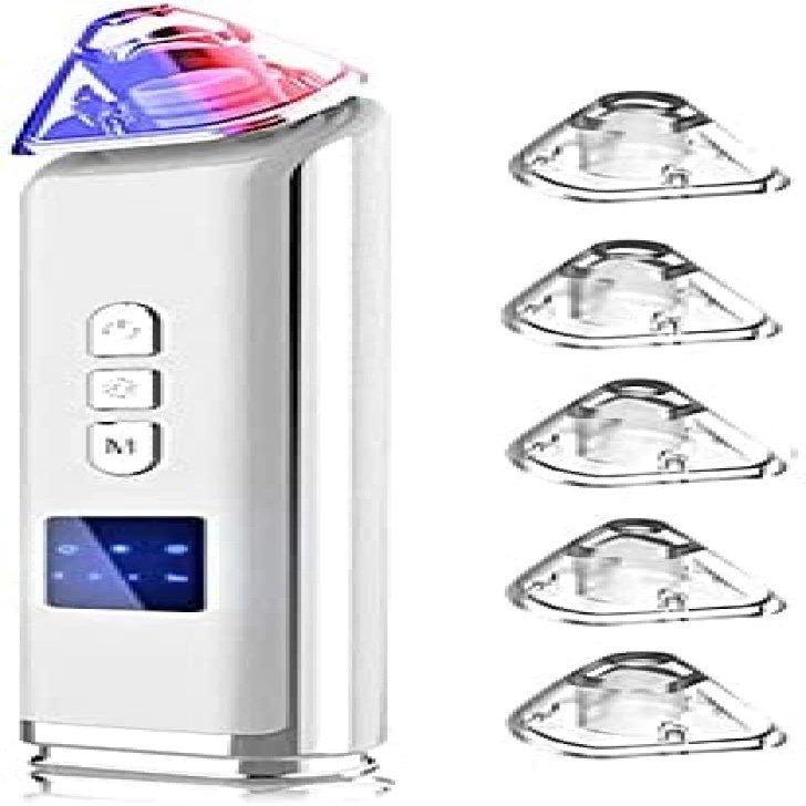 Electric Blackhead Remover Vacuum, Acne Comedone Extractor with Adjustable Suction, Facial Pore Cleaner, 5 Probes, Hot & Cold Compress for Deep Cleaning