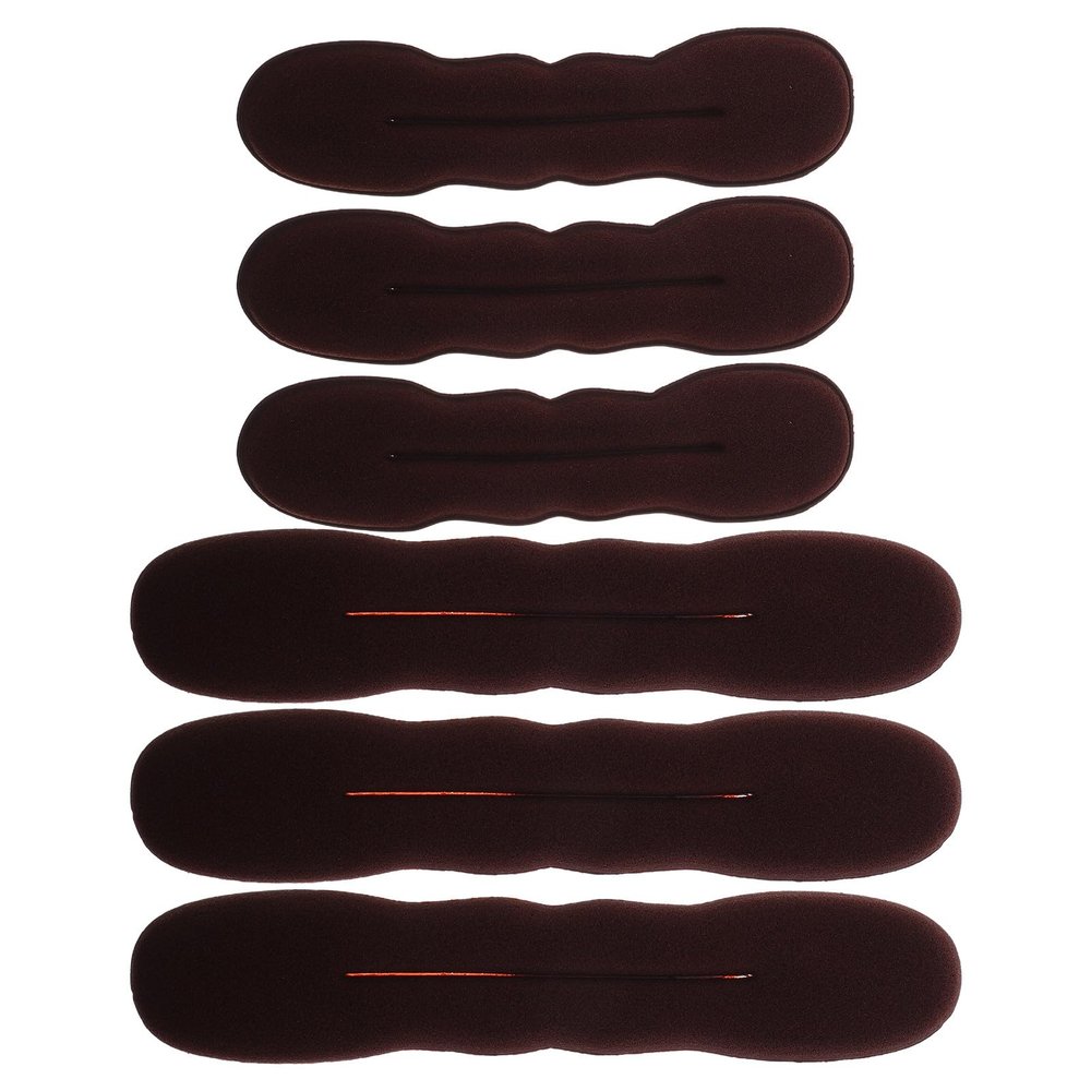 HOMOCONO Reusable Hair Bun Shaper Set 6pcs Brown Sponge Twist Hair Bun Maker Tools for Updo