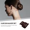 HOMOCONO Reusable Hair Bun Shaper Set 6pcs Brown Sponge Twist Hair Bun Maker Tools for Updo view 3