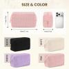 Corduroy Makeup Bag Premium Quality Cosmetic Bag to Package Cosmetics/Charger/Stationery Portable Toiletry Bag for Women, Trendy Gift for Her Birthday Mother's Day Wedding Graduation (White-Basic) view 4