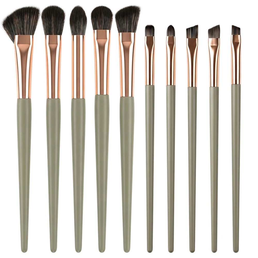 10 Pcs Eye Makeup Brush Set Eye Shadow Brushes Professional Eyeshadow Makeup Blending Brush Set with Synthetic & Wood Handle Angled Eyeshadow Brushes for Eyebrows, Eyeliner, Liquid, Cream, Concealer