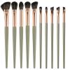 10 Pcs Eye Makeup Brush Set Eye Shadow Brushes Professional Eyeshadow Makeup Blending Brush Set with Synthetic & Wood Handle Angled Eyeshadow Brushes for Eyebrows, Eyeliner, Liquid, Cream, Concealer view 1