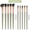 10 Pcs Eye Makeup Brush Set Eye Shadow Brushes Professional Eyeshadow Makeup Blending Brush Set with Synthetic & Wood Handle Angled Eyeshadow Brushes for Eyebrows, Eyeliner, Liquid, Cream, Concealer view 2