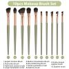 10 Pcs Eye Makeup Brush Set Eye Shadow Brushes Professional Eyeshadow Makeup Blending Brush Set with Synthetic & Wood Handle Angled Eyeshadow Brushes for Eyebrows, Eyeliner, Liquid, Cream, Concealer view 3