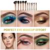 10 Pcs Eye Makeup Brush Set Eye Shadow Brushes Professional Eyeshadow Makeup Blending Brush Set with Synthetic & Wood Handle Angled Eyeshadow Brushes for Eyebrows, Eyeliner, Liquid, Cream, Concealer view 4