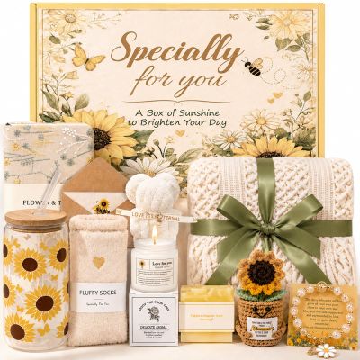 Gift Baskets for Women, Sending Sunshine Care Package, Get Well Soon & Thinking of You Gifts, Self Care Spa Gift Box for Mom Teacher Sister Best Friend Wife, Graduation Birthday Inspirational Gifts