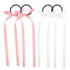 SOIMISS 2 Pairs Ribbon Bow Hair Ties Elastic Hair Ropes with Bows for White and Pink Cute Ponytail Braids for School and Casual Outings view 1