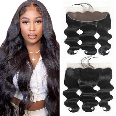 #1B Natural Color Lace Closure 13x4 HD Transparent Lace Frontal 10 Inch Brazilian Virgin Hair Free Part Natural Black Body Wave Lace Closure Pre Plucked Human Hair Extensions