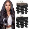 #1B Natural Color Lace Closure 13x4 HD Transparent Lace Frontal 10 Inch Brazilian Virgin Hair Free Part Natural Black Body Wave Lace Closure Pre Plucked Human Hair Extensions view 1