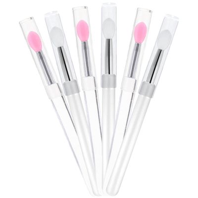 FRCOLOR 6pcs Portable Silicone Lip Mask Brushes with Lids, Dustproof Lipstick Applicators for Womens Makeup, Multi-use Lip and Eyeshadow Beauty Tools for Travel and Daily Use