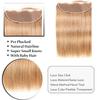 #27 Blonde Lace Closure 13x4 HD Transparent Lace Frontal 26 Inch Brazilian Virgin Hair Free Part Honey Blonde Straight Lace Closure Pre Plucked Human Hair Extensions view 3