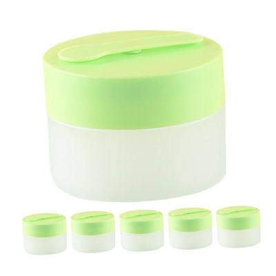 VILLCASE 6pcs 110g Travel Size Refillable Cosmetic Jars for Creams with Magnetic Spoon and Replaceable Inner Liner, Small Plastic Storage Containers for Face Lotion and Skincare Samples