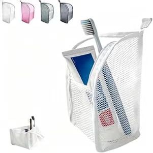 Portable Lightweight Standing Toiletry Bag Self Standing Toiletry Bag for Travel Large Capacity Cosmetic Waterproof Foldable Clear Hanging Travel Toiletry Bag EVA Travel Toothbrush Storage Bag (White)