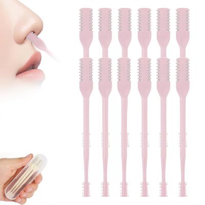 Lyngvio Upgraded Nasal Hair Cutter, 2026 New Double Sided Nose Hair Knife for Men Women, Portable 2 in 1 Nose Hair Remover 360 Rotating Nasal Grooming Tool (Pink, 12pcs)