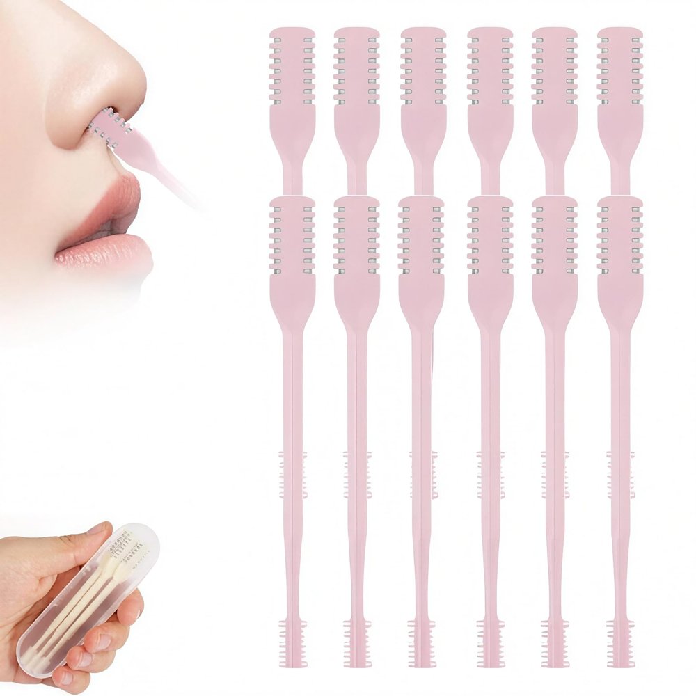 Lyngvio Upgraded Nasal Hair Cutter, 2026 New Double Sided Nose Hair Knife for Men Women, Portable 2 in 1 Nose Hair Remover 360 Rotating Nasal Grooming Tool (Pink, 12pcs)