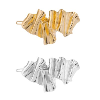 DINHEAROM 2pcs Irregular Metal Hair Clips for Teen Wave Edge Barrettes Fashion Hair Accessories Side Styling Clips Random Color