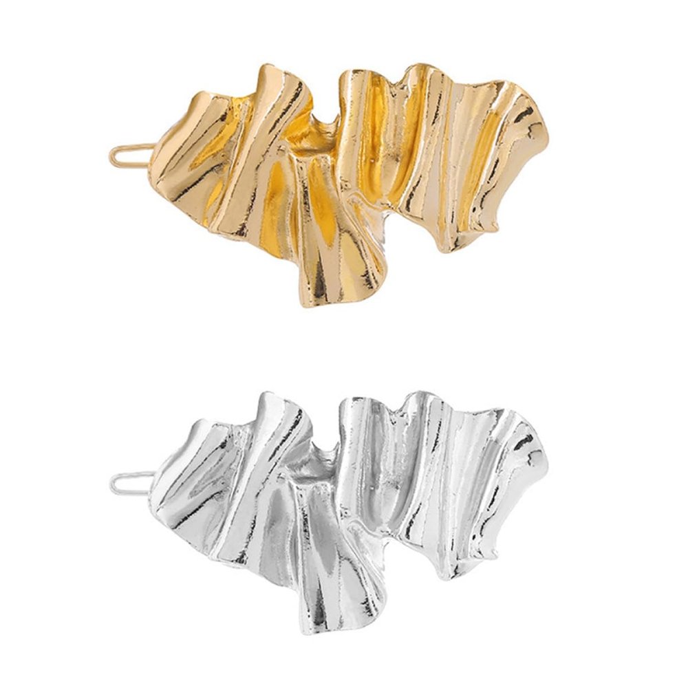 DINHEAROM 2pcs Irregular Metal Hair Clips for Teen Wave Edge Barrettes Fashion Hair Accessories Side Styling Clips Random Color