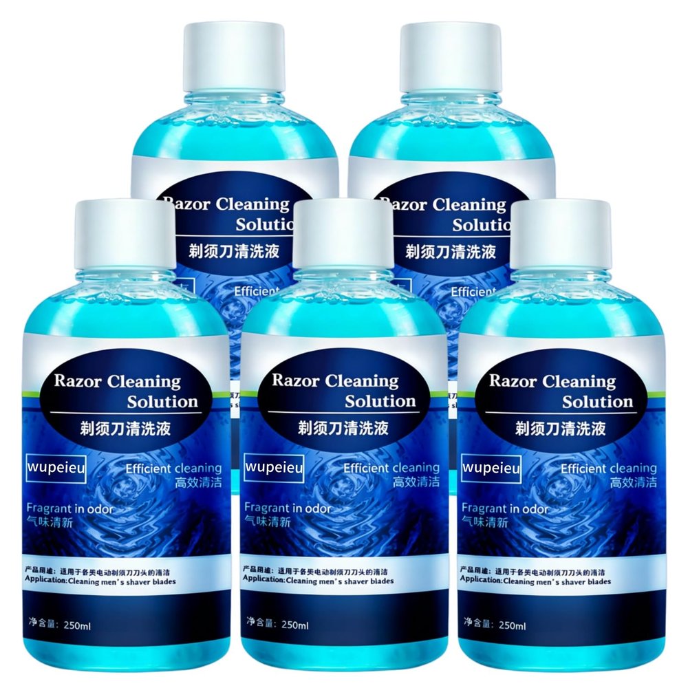 wupeieu 250ml Razor Cleaning Solution Compatible With Panasonic WES035P ES-4L03 ES-4LM3-A405 Cleaning Cartridge, Cleans Your Shaver For Optimal Hygiene(5 pcs)