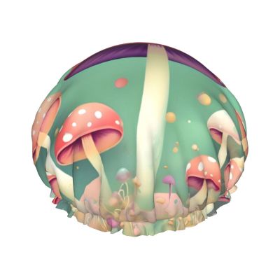 Dream Mushroom One Size Double-layer shower cap prevents hair from getting tangled during showering and skincare.