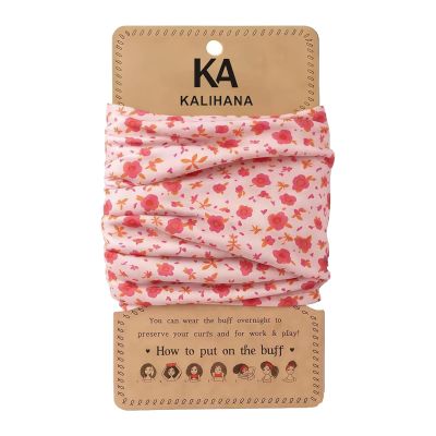 KALIHANA Pineapple Hair Wrap for Curly Hair - Sleep & Travel Scarf, Anti-Frizz Stretch Bonnet, Stay-Put for Thick Hair (Flower)
