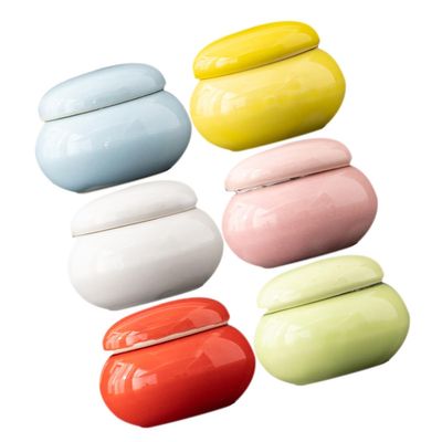 MALUGOGO 6pcs Mini Ceramic Cosmetic Storage Jars Small Cream Containers Travel Face Cream Jars with Lid for Skincare and Makeup