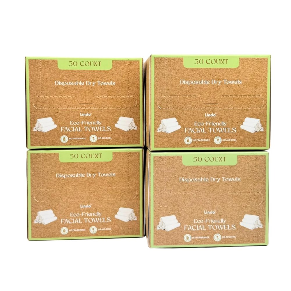 Lindo Disposable Dry Facial Towels Eco-Friendly (200 Count, XL)