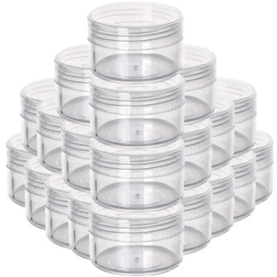 Lip Scrub Containers 50PCS 2/3/5/10/15/20ml Protable Plastic Jars with Lids Small Clear Cosmetic Containers for Lotion Cream Travel Storage(Clear,5ml)