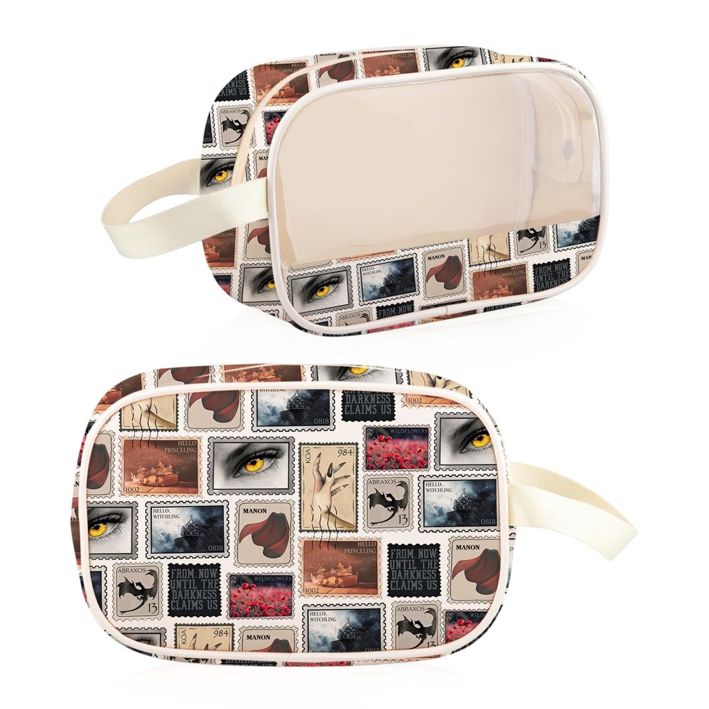 VAMSII Fantasy Novel Lover Gifts Wildflowers Fantasy Witch Transparent Makeup Bag Abraxos Dragon Gift for Bookish (Abraxos TB)