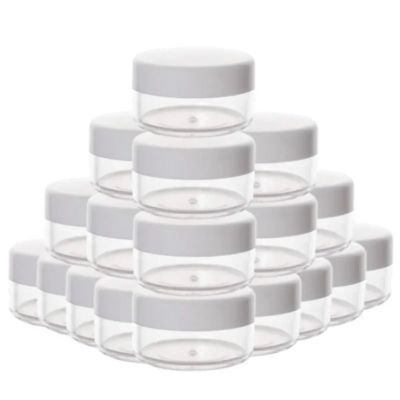 Lip Scrub Containers 50PCS 2/3/5/10/15/20ml Protable Plastic Jars with Lids Small Clear Cosmetic Containers for Lotion Cream Travel Storage(WHITE,20ml)