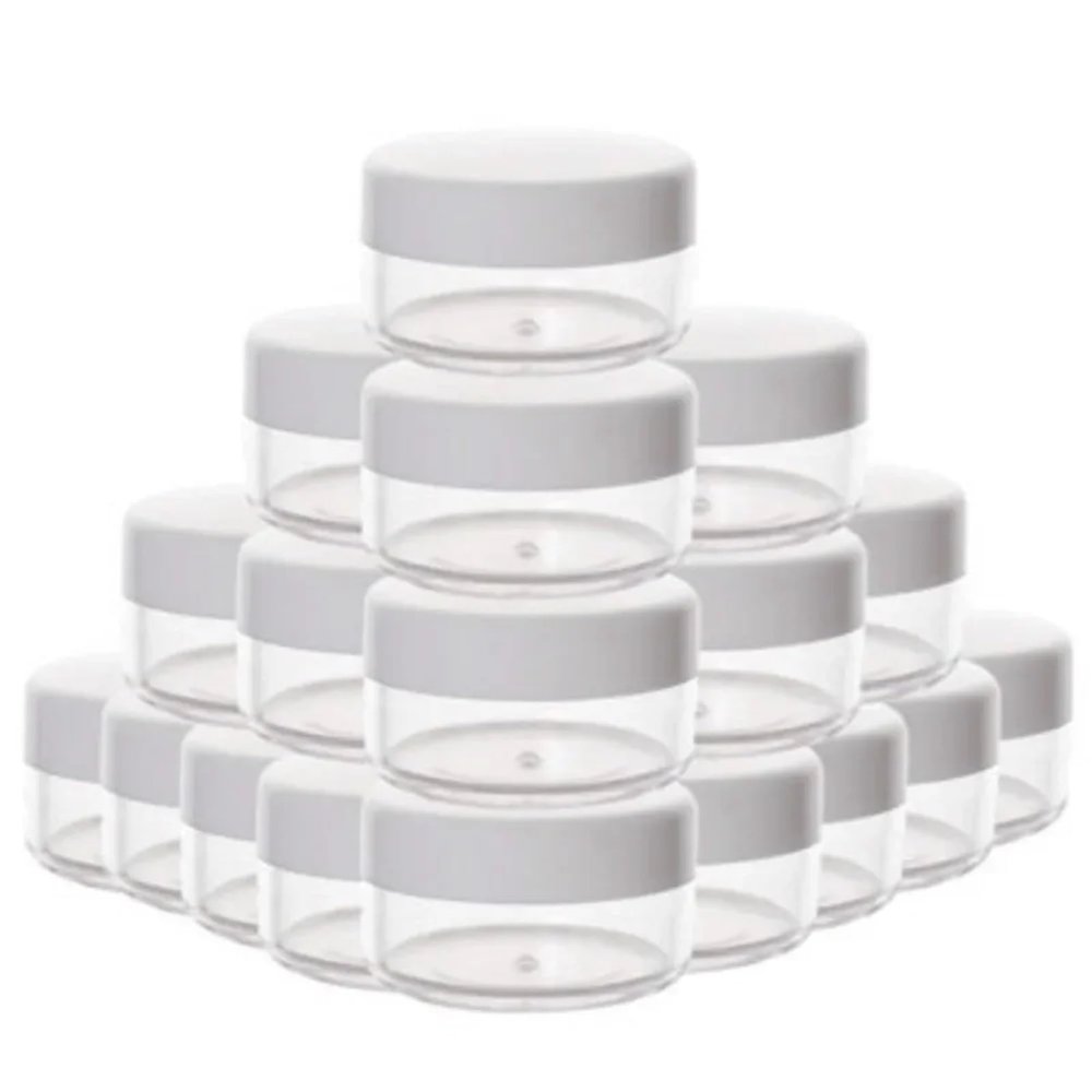 Lip Scrub Containers 50PCS 2/3/5/10/15/20ml Protable Plastic Jars with Lids Small Clear Cosmetic Containers for Lotion Cream Travel Storage(WHITE,20ml)