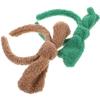 HAKIDZEL 2pcs Lamb Wool Bow Headbands for Women Hair Accessories, Soft Makeup and Face Washing Headbands in Khaki and Green, Skincare Spa Hairbands view 1