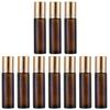 Wakauto 10pcs 10ml Amber Glass Roller Bottles Refillable Small Eye Cream Roll-on Bottles for Essential Oil Storage and Travel view 1