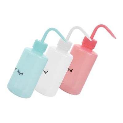 FOMIYES 3pcs Lash Wash Bottles Squeeze Bottles for Tattooing and Indoor Gardening 250ml Pink Blue Curved Nozzle Refillable Irrigation Tools