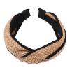 JEWEDECO Woven Raffia Hairband with Black Edging, Handmade Chic Hair Accessory, Wide Straw Headband for Daily Vacation Wear view 1