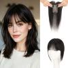 SLEEKALON Human Hair Toppers For Women Real Human Hair 360 Cover Air Bangs Toppers Thin Lightweight 3.1"x4.3"Lace Base Short Clip in Hairpieces 10 Inch #1B Natural Black view 1