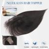SLEEKALON Human Hair Toppers For Women Real Human Hair 360 Cover Air Bangs Toppers Thin Lightweight 3.1"x4.3"Lace Base Short Clip in Hairpieces 10 Inch #1B Natural Black view 2