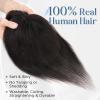 SLEEKALON Human Hair Toppers For Women Real Human Hair 360 Cover Air Bangs Toppers Thin Lightweight 3.1"x4.3"Lace Base Short Clip in Hairpieces 10 Inch #1B Natural Black view 3