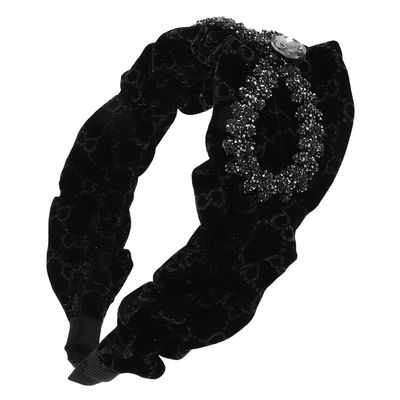FOMIYES Velvet Rhinestone Headband Wide French Vintage Wheat Decorative Hairband Non-slip Hair Hoop for Women Holiday and Party Hair Accessories