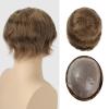 BEEOS 0.08mm Thin PU Skin Toupee for Men 8x10 Inch, 110% Density V-looped and No Knots Human Hair Mens Hairpiece Transparent PU Base Mens Hair Replacement System #18 Medium Blonde view 1