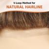 BEEOS 0.08mm Thin PU Skin Toupee for Men 8x10 Inch, 110% Density V-looped and No Knots Human Hair Mens Hairpiece Transparent PU Base Mens Hair Replacement System #18 Medium Blonde view 2