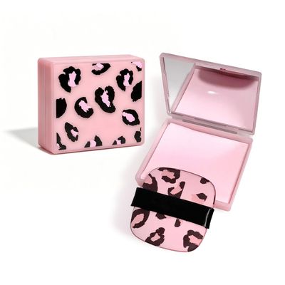 SYNTHORA Oil Blotting Papers for Face, 100 Sheets Oil Absorbing Blotting Paper with Mirror & Puff, Linen Fiber Shine Control Sheets, Makeup Friendly Portable Oil Control for Oily Skin(Pink Leopard)