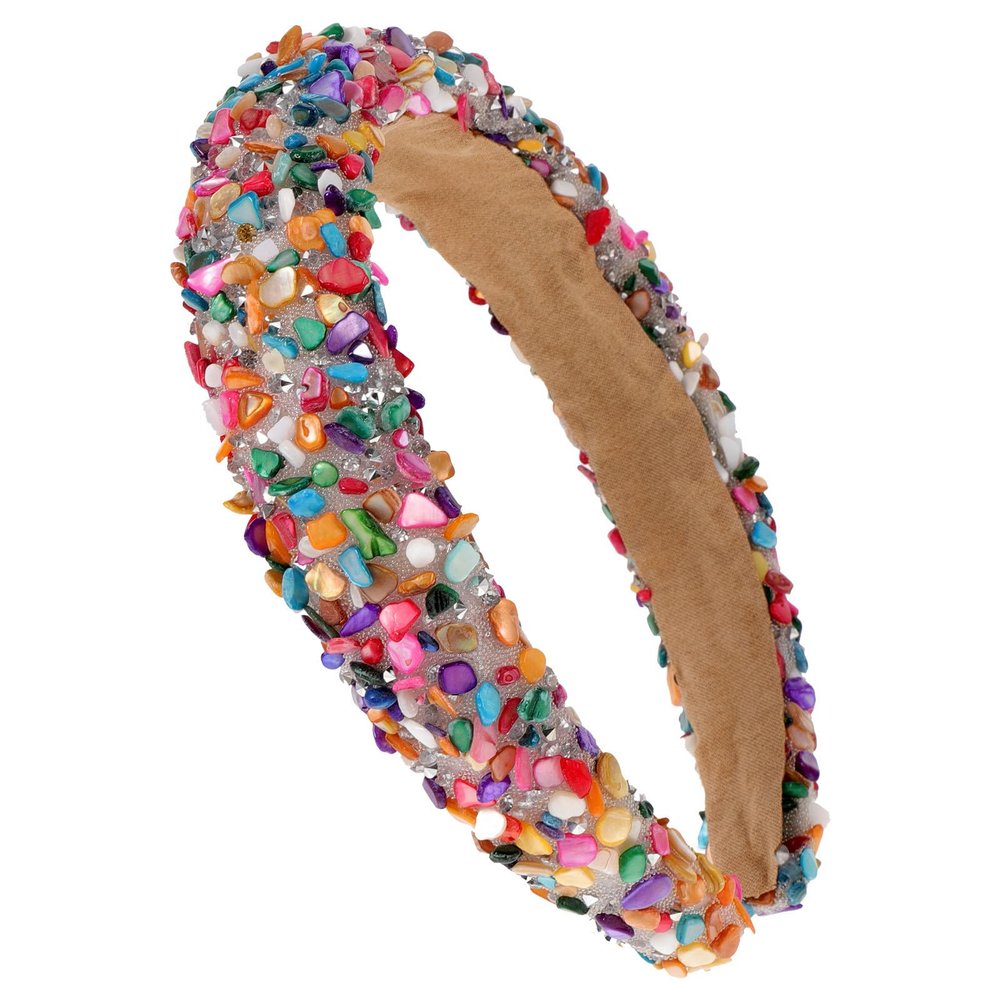 BETOOKY Baroque Crystal Headband for Women, Padded Wide Rhinestone Hairband with Faux Gemstones, Comfortable Decorative Hair Accessory for Weddings and Daily Wear