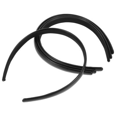 NULYLU 4pcs Black Wide Thick Elastic Headbands for Women, Pu Leather Hairbands for Daily Wear, Yoga, and Party Hair Accessories