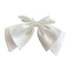 Sewroro White Satin Bow Wedding Hair Clip, Spring Barrette Hair Accessory for Brides and Bridal Photoshoots view 1