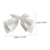 Sewroro White Satin Bow Wedding Hair Clip, Spring Barrette Hair Accessory for Brides and Bridal Photoshoots view 2
