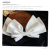 Sewroro White Satin Bow Wedding Hair Clip, Spring Barrette Hair Accessory for Brides and Bridal Photoshoots view 3